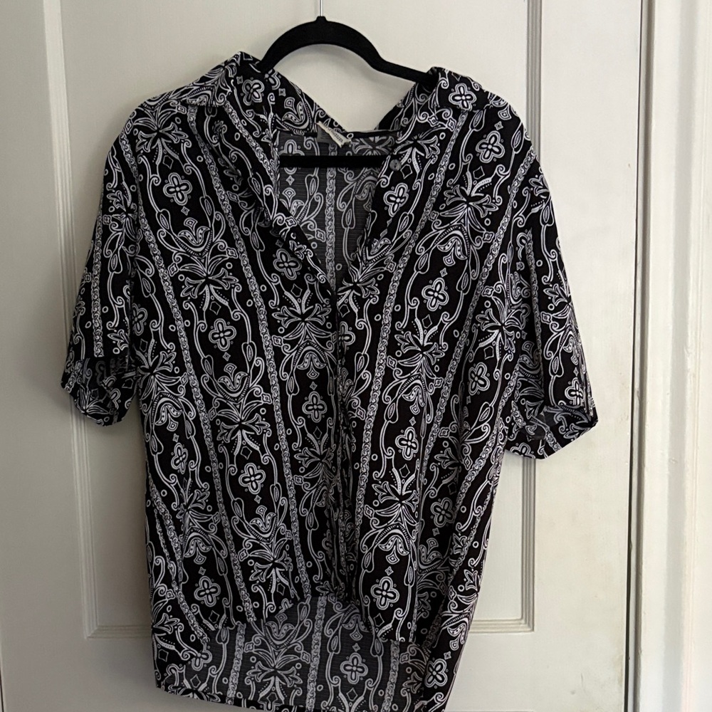 Allison Daley Black and White Floral Shirt